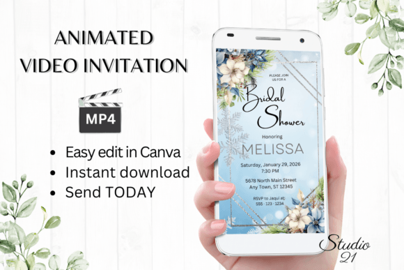 Create a Magical Winter Bridal Shower Invite in Minutes