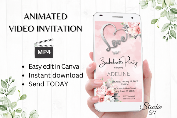 Effortless Elegance: Your Pink Rose Bachelorette Party Evite