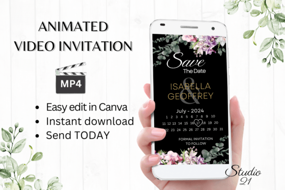 Elegant Florals Meet Modern Tech: The Orchids Save the Date W2453B