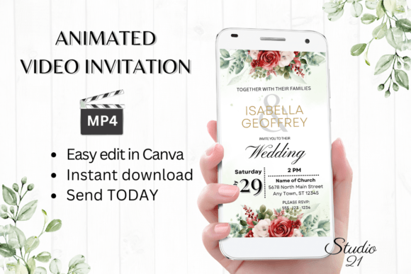 Elevate Your Wedding with the Red Roses Invitation W8448