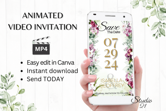 Orchids Save the Date Invite W2454: A Modern Digital Template for Instant Invitations