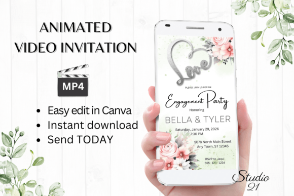 Pink Roses Engagement Party Invite W1270: A Modern Design Solution