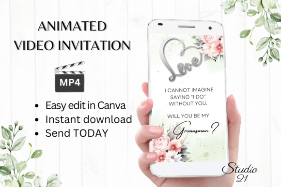 Pink Roses Groomsman Proposal W3270GM: A Digital Invitation Template Guide