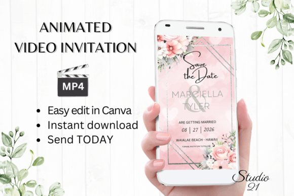 Pink Save the Date Announcement W2275: A Fresh Approach to Digital Invitations