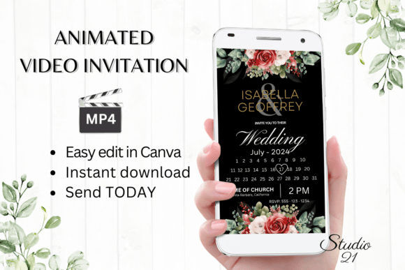 Red Roses Wedding Invitation W8449B: A Modern Digital Evite