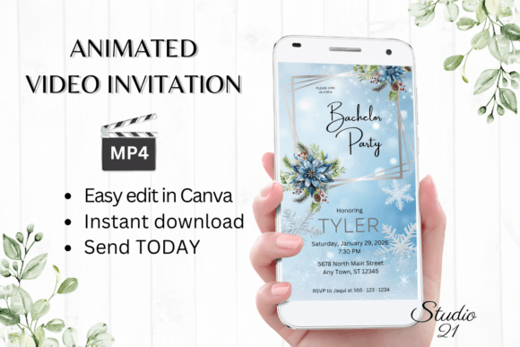 Winter Bachelor Party Invite W5252: A Digital Template for a Bold Celebration