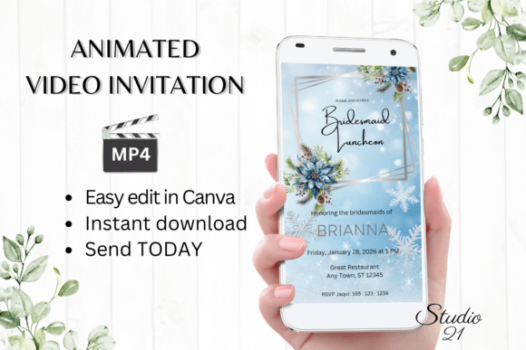 Winter Bridesmaid Luncheon W4252BL: A Guide to Elegant Digital Invitations