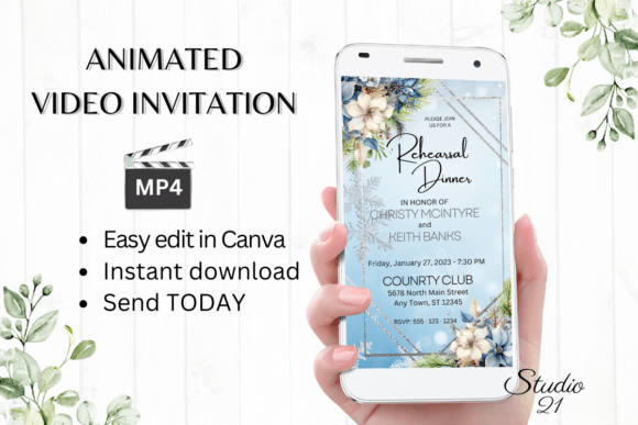 Winter Rehearsal Dinner Invite W7254: A Festive Digital Template