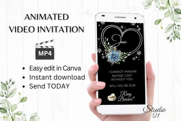 Winter Ring Bearer Proposal W3259RB: A Digital Invitation Template