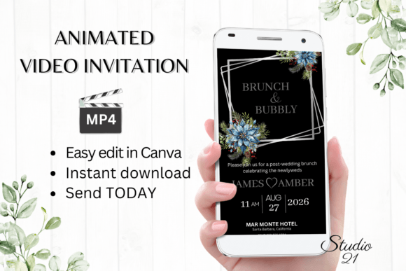 Winter Wedding Brunch Invite W9253: A Modern Animated Design