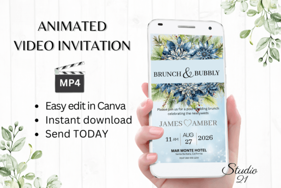 Winter Wedding Brunch Invite W9256: A Modern Digital Invitation Suite