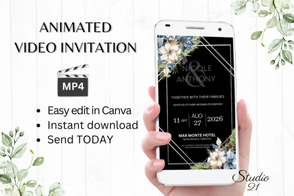 Winter Wedding Invitation W8255: Effortless Digital Elegance