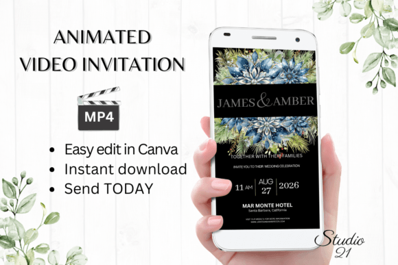 Winter Wedding Invitation W8257: A Modern Digital Template