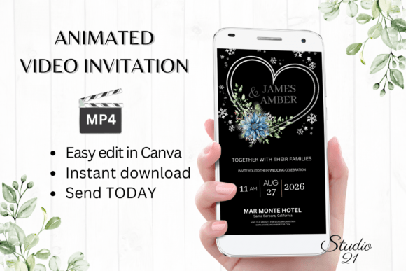 Winter Wedding Invitation W8259: Your Instant, Elegant Digital Evite